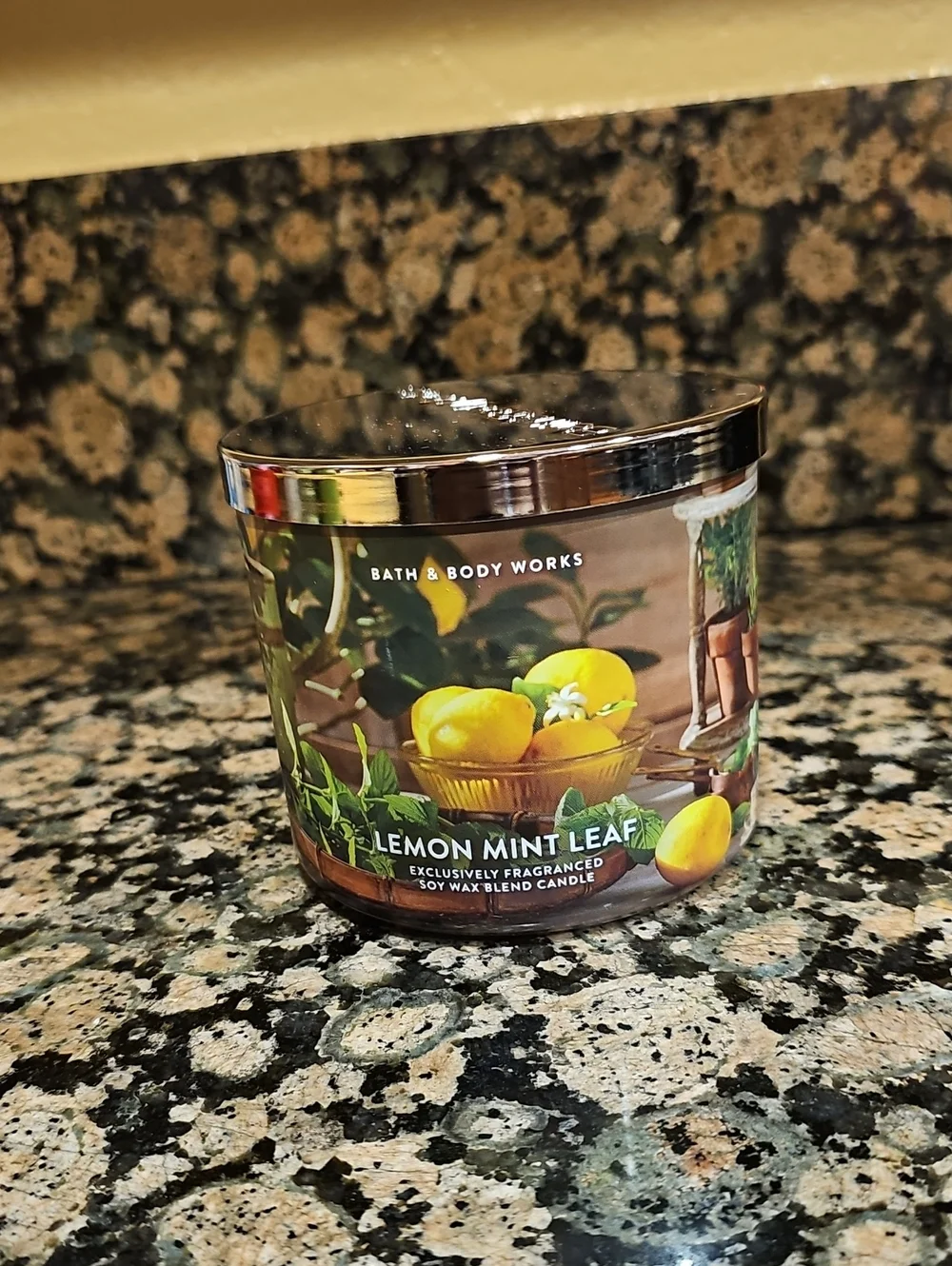 BBW Lemon Mint Leaf 3 Wick Candle